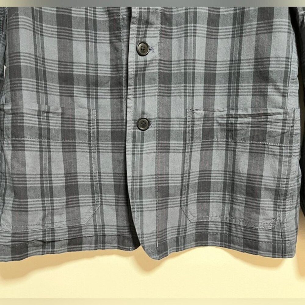 Alex Mill Plaid Blazer Jacket L – Navy Gray Cotton Workwear Style - Picture 4 of 10